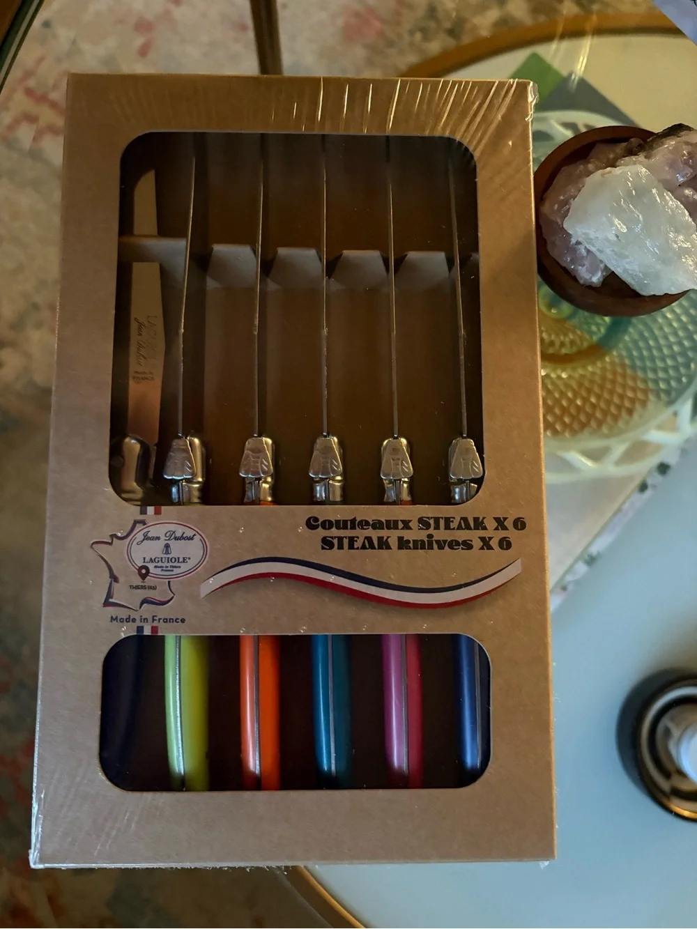 Jean Dubost Laguiole Steak Knives Set of 6 Multicolor France NWT